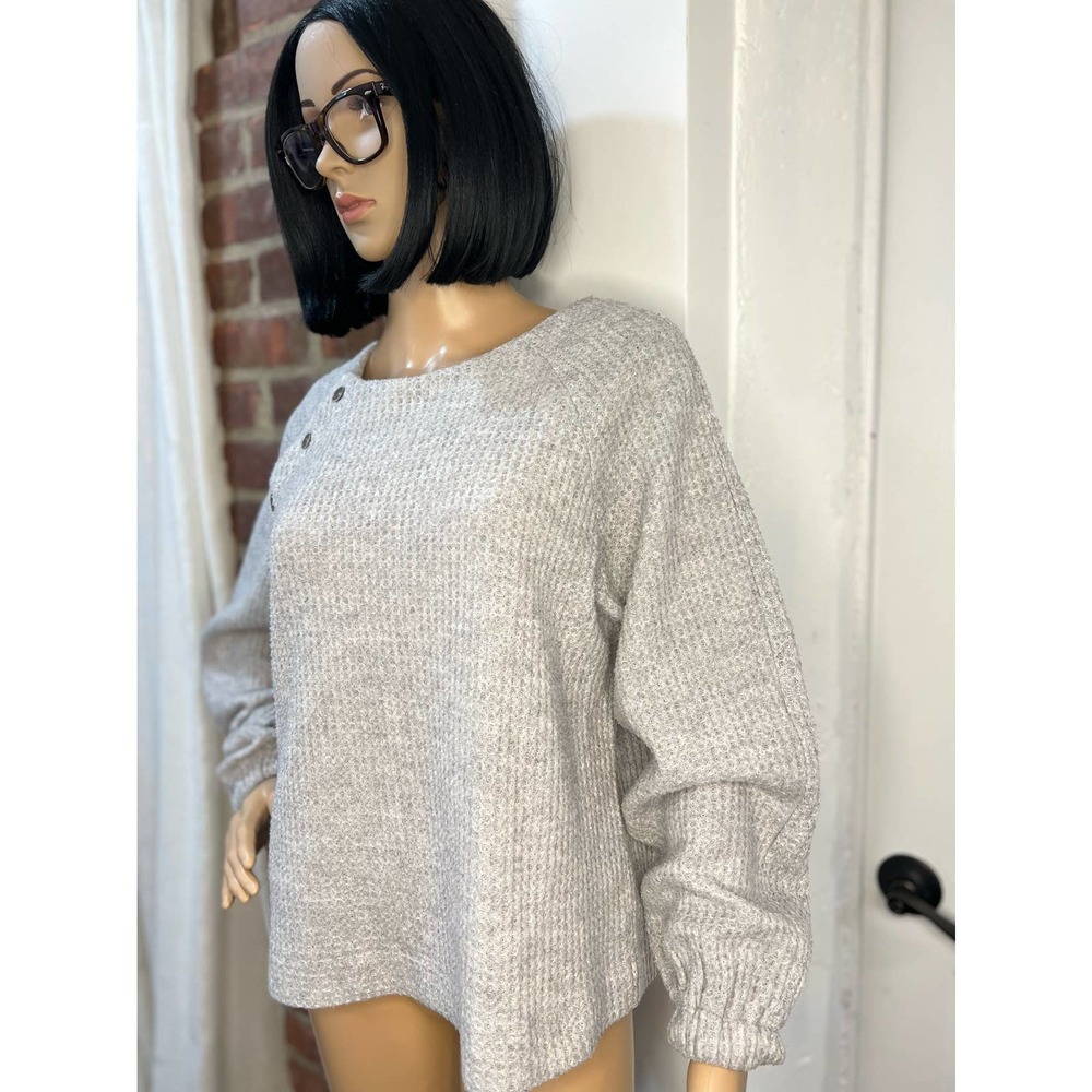 Mello Day Grey Long Sleeve Crewneck Knit Sweater - Picture 3 of 9
